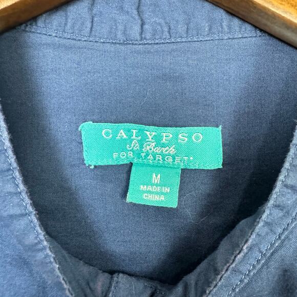 Calypso St. Barth x Target Navy Blue Cinch Waist 3/4 Sleeve Tunic Coverup Top - Picture 7 of 9